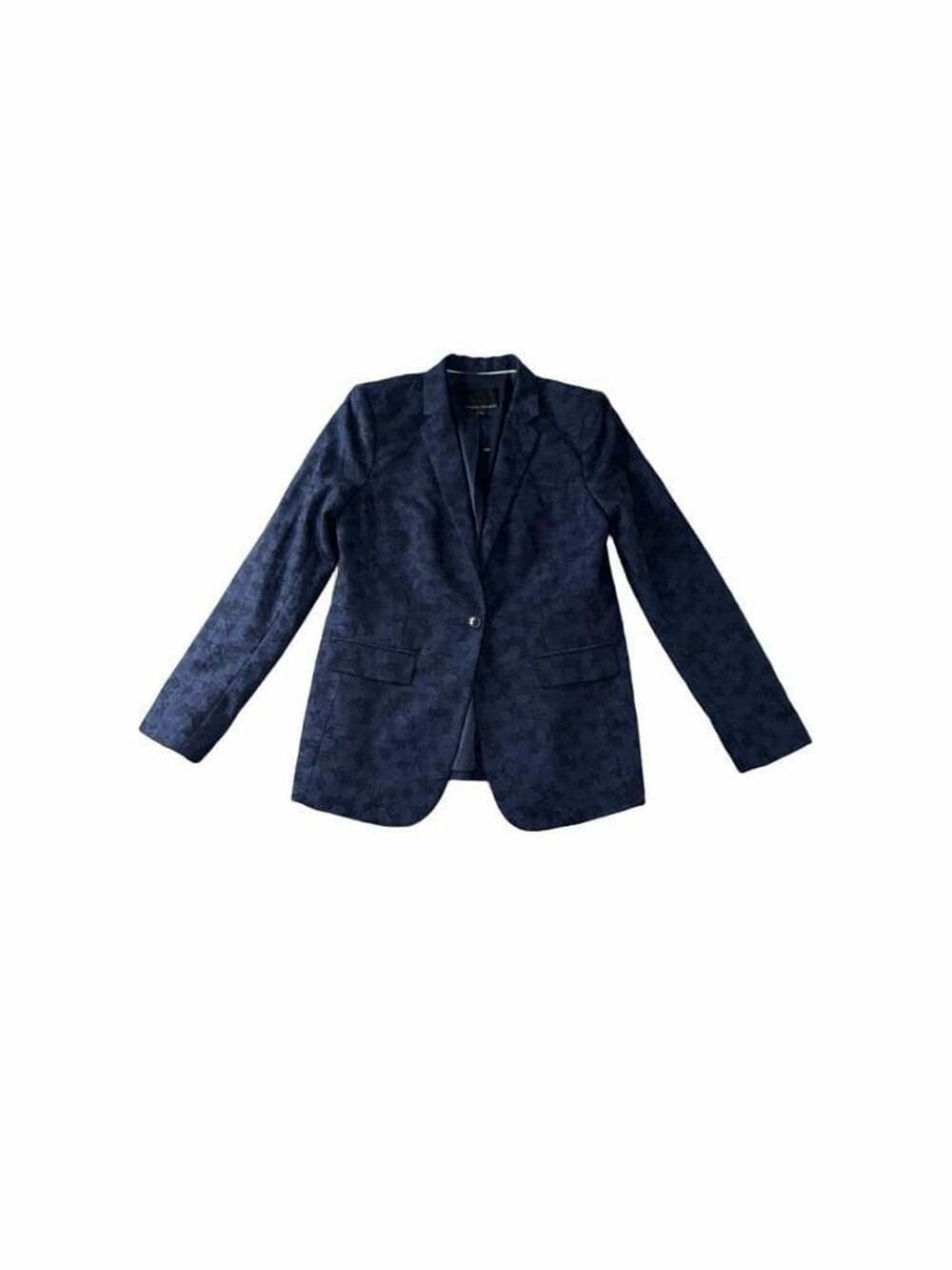 Banana Republic Notch Collar Blazer Size 10 Blue Black Wool Blend
